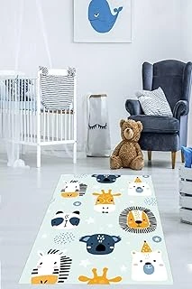 Pelangi Zebra Zürafa Aslan Ayı Desenli Dijital Baskı Yıkanabilir Kaymaz Taban Tutmaz Çocuk Odası Halısı, Koyu-Açık 160 X 300 ürün görseli 1