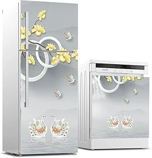 Buzdolabı Bulaşık Makinası Beyaz Eşya Sticker Kaplama 3D Kuğu ürün görseli 1