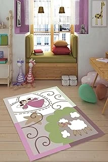 Pelangi Kuzu Melek Desenli Renkli Dijital Baskı Yıkanabilir Kaymaz Taban Çocuk Odası Halısı, Pembe 160 X 230 ürün görseli 1