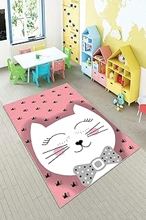 Pelangi Pembe Desenli Yıkanabilir Kaymaz Taban Tutmazbebek Çocuk Odası Halısı, Pembe-Beyaz 160 X 300 ürün görseli 1