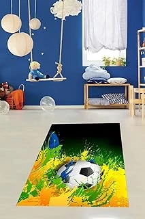 Pelangi Futbol Topu Desenli Dijital Baskılı Kaymaz Taban Yıkanabilir Tutmaz Mutfak Halısı, Karışık Renkli 100 X 150 ürün görseli 1