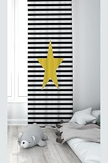 Pelangi Sarı Yıldız Desenli Dijital Baskı Yıkanabilir Bebek Çocuk Odası Fon Perdesi, Siyah-Sarı 140 X 240 ürün görseli 1