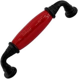 Lumira Kırmızı Porselen Siyah Kulp 96 Mm 9.6 Cm Mobilya Çekmece Dolabı Dolap Kapak Kulplar Kulb Kulp ürün görseli 1