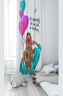 Pelangi Beyaz Prenses Desenli Dijital Baskı Yıkanabilir Bebek Çocuk Odası Fon Perdesi, Mavi-Pembe 140 X 270 ürün görseli 1