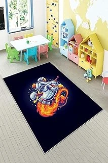 Pelangi Lacivert Astronot Desenli Yıkanabilir Kaymaz Taban Tutmazbebek Çocuk Odası Halısı, Lacivert 100 X 350, 901357074100350 ürün görseli 1