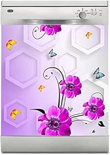 Bulaşık Makinesi Sticker Kaplama Beyaz Eşya Kaplama 3D Altigen Mor Çiçek ürün görseli 1