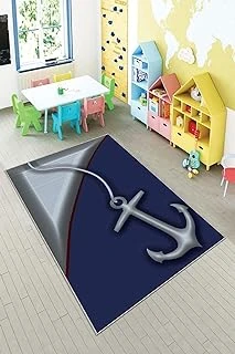 Pelangi Çapa Desenli Yıkanabilir Kaymaz Taban Tutmazbebek Çocuk Odası Halısı, Lacivert-Gri 100 X 150, 901357070100150 ürün görseli 1