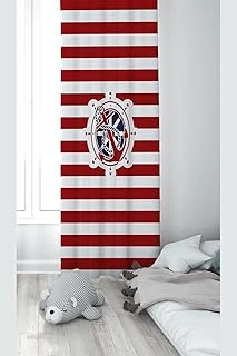 Pelangi Denizci Dümen Çapa Desenli Dijital Baskı Yıkanabilir Bebek Çocuk Odası Fon Perdesi, Kırmızı-Beyaz 140 X 240 ürün görseli 1