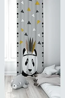 Pelangi Gri Panda Desenli Dijital Baskı Yıkanabilir Bebek Çocuk Odası Fon Perdesi, Gri 70 X 240, 1103168702401 ürün görseli 1