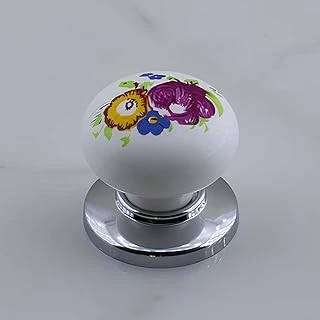 Polimer Düğme Kulp Çiçek Desenli Krom Tablalı Dolap Mobilya Mutfak Dolabı Çekmece Dolap Kulpu Kulbu ürün görseli 1