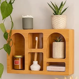 Bambu Duvar Rafı Çok Gözlü Dekoratif Organizer | Mutfak, Banyo, Salon Kullanımına Uygun ürün görseli 1