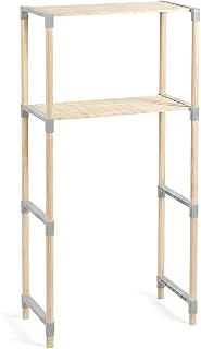 Çamaşır Makinesi Üstü 2 Katlı Masif Ahşap Raf 33X66X127 Cm – Banyo Depolama Rafı, Kolay Kurulum, Tasarım ürün görseli 1