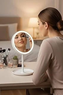 Led Işıklı Yuvarlak Makyaj Aynası – Dokunmatik Ayarlanabilir Işık Tonlu, 360° Döner Masaüstü Profesyonel Makyaj Cilt Bakım Aynası ürün görseli 1