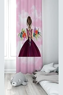 Pelangi Pembe Prenses Desenli Dijital Baskı Yıkanabilir Bebek Çocuk Odası Fon Perdesi, Pembe 140 X 240 ürün görseli 1