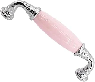 Alvena Pembe Porselen Krom Kulp 96 Mm 9.6 Cm Mobilya Çekmece Dolabı Dolap Kapak Kulplar Kulb Kulpu ürün görseli 1