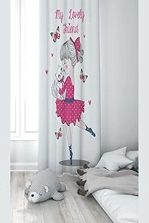 Pelangi Beyaz Seven Kız Desenli Dijital Baskı Yıkanabilir Bebek Çocuk Odası Fon Perdesi, Beyaz-Fuşya 70 X 200 ürün görseli 1