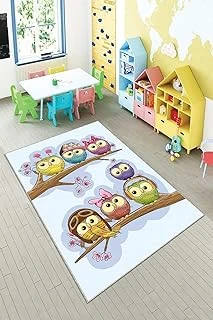Pelangi Lila Kuş Desenli Çocuk Yıkanabilir Kaymaz Taban Tutmazbebek Çocuk Odası Halısı, Lila 160 X 250 ürün görseli 1