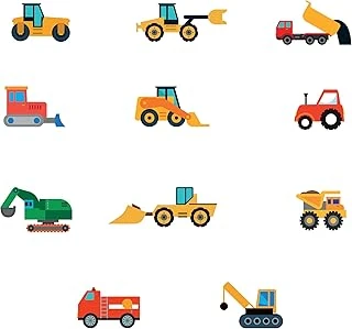 Tilki Dünyası Küçük İş Araçları Çocuk Odası Dekoratif Duvar Sticker Yapışkanlı Folyo ürün görseli 1