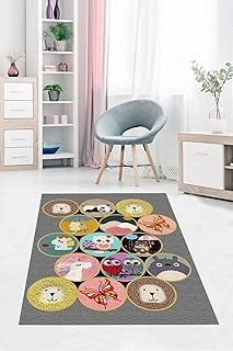 Pelangi Animal Desenli Hayvan Figürlü Dijital Baskılı Yıkanabilir Kaymaz Taban Çocuk Odası Halısı, Karışık Renkli 100 X 300 ürün görseli 1