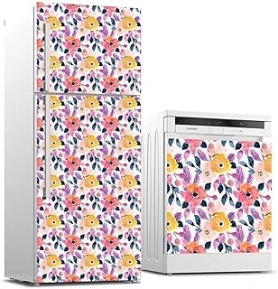Buzdolabı Bulaşık Makinası Beyaz Eşya Sticker Kaplama Çiçekler Boyama ürün görseli 1