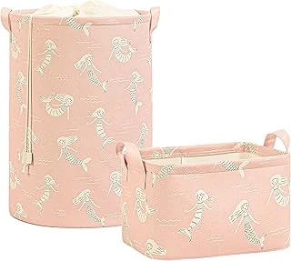 Textile 2'Li Çocuk Odası Deniz Kızı Sepet Set 1 Adet 30 X 21 X 18/36 X 48 Cm ürün görseli 1