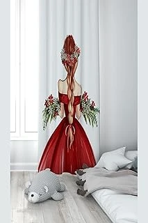 Pelangi Beyaz Fon Kırmızı Elbiseli Kız Desenli Dijital Baskı Yıkanabilir Bebek Çocuk Odası Fon Perdesi, Beyaz-Kırmızı 70 X 270 ürün görseli 1