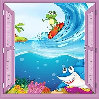 Çocuk Odası Bebek Odası Pencere Poster Duvar Kağıdı Deniz ürün görseli 1