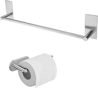 Deltahome Paslanmaz Çelik 40Cm Havluluk Tuvalet Kağıtlığı Set Hamburg - Kendinden Yapışkanlı ürün görseli 1