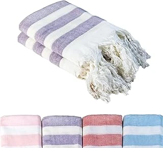 Lila 2'Li - 90 X 180 Cm - İnce & Transparan - Kadınlar Için İpeksi Yumuşak Peştamal - Bambu & Pamuk Karışımı - Dokuma Şeritleri Solmaz Uzun Ömürlü - Dekoratif Hediyelik Peştamal ürün görseli 1