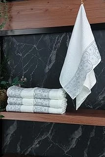 Dantelli Güpürlü Lüks%100 Pamuk Çeyizlik 6 Lı El Yüz Havlu Seti 40X70 - Gri - 4400 ürün görseli 1