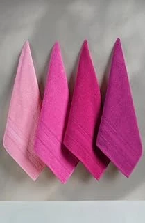 4'Lü Havlu Seti | El, Yüz Saç Havlusu | 50X90 Cm -%100 Pamuk Havlu - Havlu Takımı (Pembe) ürün görseli 1