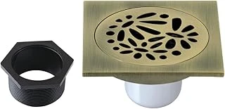 Brass Bsf6360Ab Su Yolu Çiçekli 10,16 Cm Kare Izgara Duş Tahliyesi, Antik Pirinç ürün görseli 1