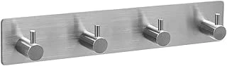 Deltahome Paslanmaz Çelik 4 Topuzlu Bornoz Askısı Havluluk - Banyo Askısı - Inox - Kendinden Yapışmalı ürün görseli 1
