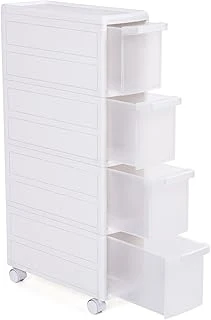 Songmics 4 Çekmeceli Raf, 4 Katlı 2 Ayrı Parça Kullanım, Mutfak Rafı Banyo Raf Standı Tekerlekli Niş Raf 84,5 Cm Yükseklik, Beyaz Kfr05W ürün görseli 1