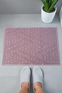 Tuğla Desenli 2Li Ayak Havlusu - 50X70 Cm - Su Emici Banyo Paspası Seti - Bordo ürün görseli 1