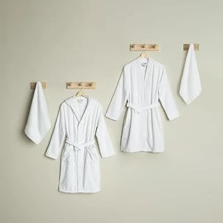 Linens Elvia Pamuk S/M- L/Xl 4'Lü Bornoz Seti Beyaz ürün görseli 1