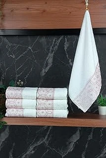 Dantelli Güpürlü Lüks%100 Pamuk Çeyizlik 6 Lı El Yüz Havlu Seti 40X70 - Pembe - 4400 ürün görseli 1