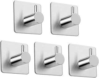 Deltahome Paslanmaz Çelik 5 Adet Topuzlu Askılık Havluluk Havlu Askısı Inox - Kendinden Yapışmalı ürün görseli 1