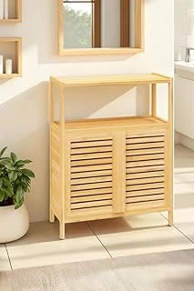 Digithome Bambu Çift Kapaklı 2 Raflı Banyo Düzenleyici Organizer Yatay Dolap Db-0038 ürün görseli 1