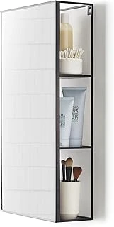 Umbra Cubiko 24X12 Inç Dikdörtgen Siyah Metal Banyo Aynası Depolama Dolabı 3 Raflı ürün görseli 1