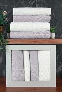 Hazal%100 Pamuklu Kutulu 4'Lü Banyo Havlu Seti Hamam Takımı 50X90-90X150 Antrasit-Krem - 00081 ürün görseli 1