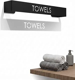 Orret Yapışkanlı Havlu Askısı Siyah Metal Havluluk Towels Yazılı Banyo Havlu Tutucu Duvar Tipi Havluluk Dikey Yatay Kullanım Havlu Askılığı ürün görseli 1