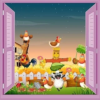 Çocuk Odası Bebek Odası Pencere Poster Duvar Kağıdı Çiftlik ürün görseli 1