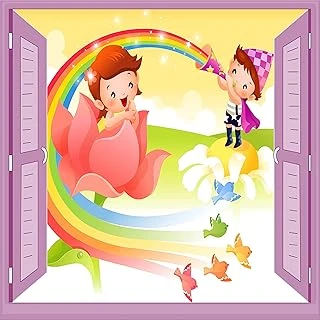 Çocuk Odası Bebek Odası Pencere Poster Duvar Kağıdı Gökkuşağı ürün görseli 1