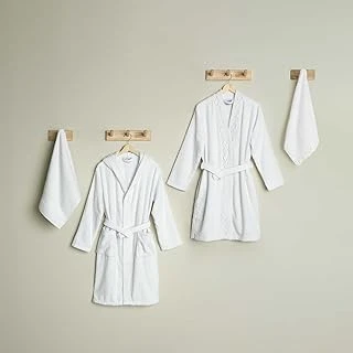 Linens Elvia Pamuk S/M -M/L 4'Lü Bornoz Seti Beyaz ürün görseli 1