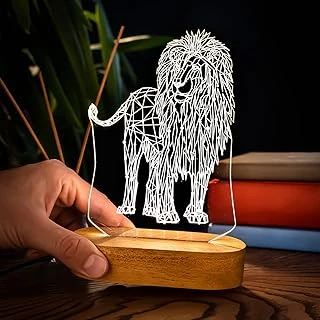 Geometrik Aslan Tasarımlı 3D Led Gece Lambası ürün görseli 1