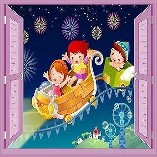 Çocuk Odası Bebek Odası Pencere Poster Duvar Kağıdı Lunapark ürün görseli 1