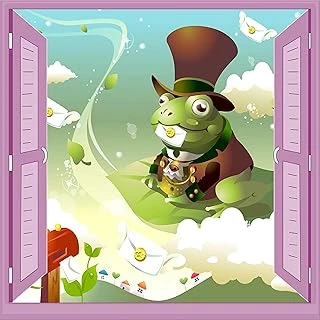 Çocuk Odası Bebek Odası Pencere Poster Duvar Kağıdı Kurbağa ürün görseli 1