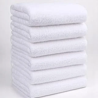 6'Lı Beyaz Banyo Havlusu - 70X140 Cm, 490 Gr,%100Pamuk, Spa Otel Havlusu, Günlük Kullanıma Uygun ürün görseli 1