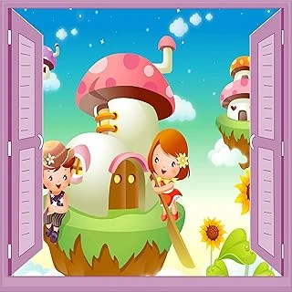 Çocuk Odası Bebek Odası Pencere Poster Duvar Kağıdı Mantar Ev ürün görseli 1